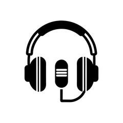 headphones with mic icon vector  