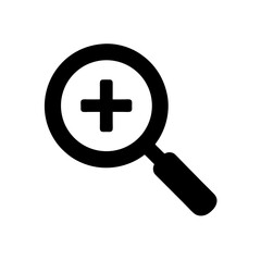 magnifying glass with plus symbol vector icon  