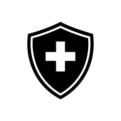 medical cross and shield vector icon