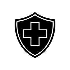 medical cross and shield vector icon
