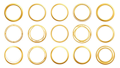 Golden Rings Abstract: Interlocking Circle Shapes Collection isolated on solid white background
