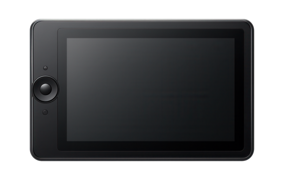 Drawing tablet with a matte finish and radial menu button for quick access
