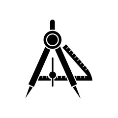 ruler and compass icon vector  