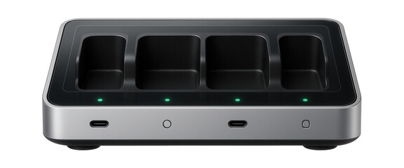 Docking station with multiple charging bays and LED indicators