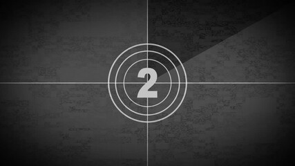 Retro vintage style countdown animated video . Top five countdown, neon light numbers from 5 to 0, Film leader countdown, Old movie countdown film reel - Powered by Adobe