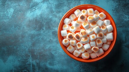 Delicious roasted marshmallows in an orange bowl, creating a sweet and inviting scene