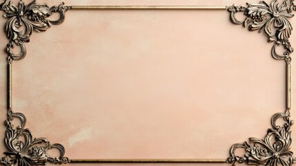 Classic bronze frame with floral ornaments on a pastel pink textured background, providing ample copy space for design and text