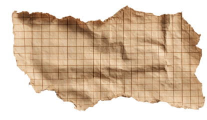 Torn Edge of Old Graph Paper Texture on Transparent Background