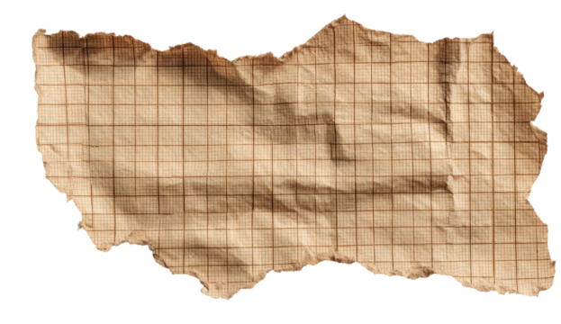 Torn Edge of Old Graph Paper Texture on Transparent Background
