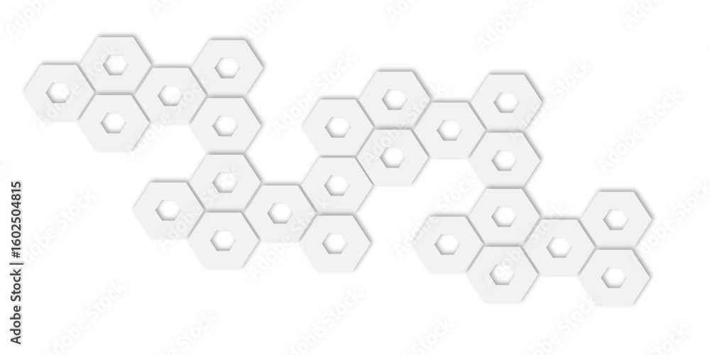 Aufkleber Geometric white background with hexagon pattern and connecting lines in a modern style nested inside each other in a clean design.