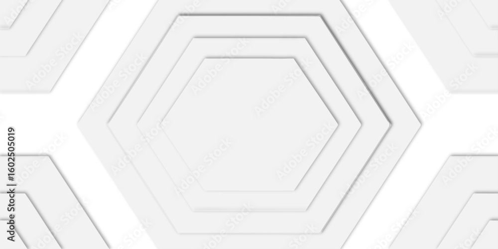 Aufkleber Geometric white background with hexagon pattern and connecting lines in a modern style nested inside each other in a clean design.
