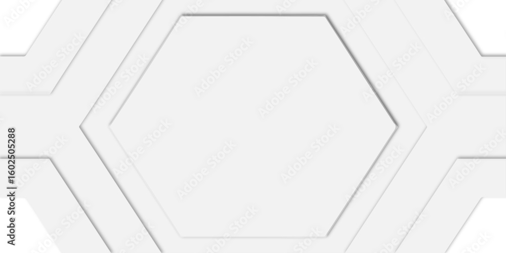 Aufkleber Geometric white background with hexagon pattern and connecting lines in a modern style nested inside each other in a clean design.