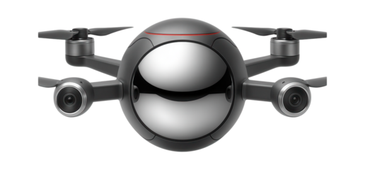 Compact drone with spherical cockpit and 360-degree vision sensors