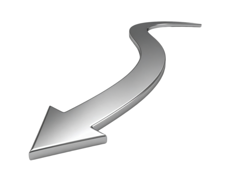 Arrow direction silver curve path way guidance sign on transparent background - Powered by Adobe