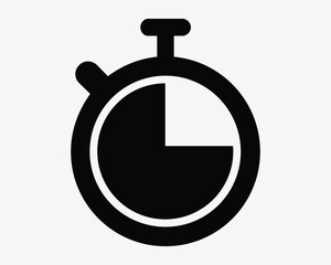 Stopwatch Countdown Timer Time Stop Watch Count Down Race Deadline Alarm Timing Seconds Minutes Black White Icon Sign Symbol Vector Illustration Artwork