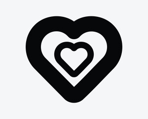 Two Heart Line Outline Love Lover Relationship Friendship Romance Romantic Feelings Twin Double Black White Vector Icon Sign Symbol Graphic Artwork