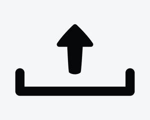 Upload Arrow Pointer Uploader File Storage Media Transfer Up Load Loading Computer App Website Black White Vector Icon Sign Symbol Graphic Artwork