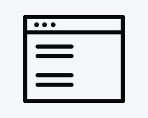 Webpage Line Outline Shape Web Website Site Page Computer Interface New Window Windows Tab App Thin Icon Sign Symbol Black White Illustration Graphic