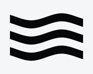 Wave Three Lines Wavy Water Ocean Sea Rough Waters Shap Lake Flow Motion Tide River Icon Sign Symbol Black White Illustration Graphic