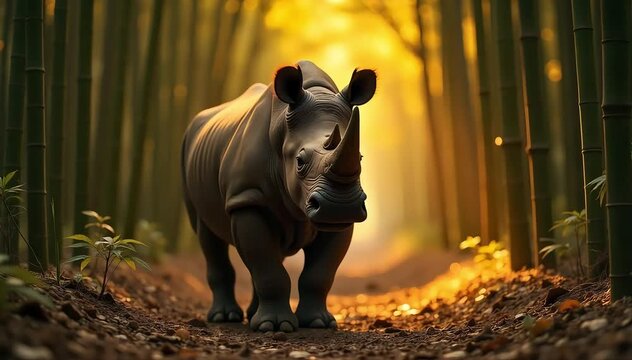 Javan rhinoceros laughing with rumbling snorts