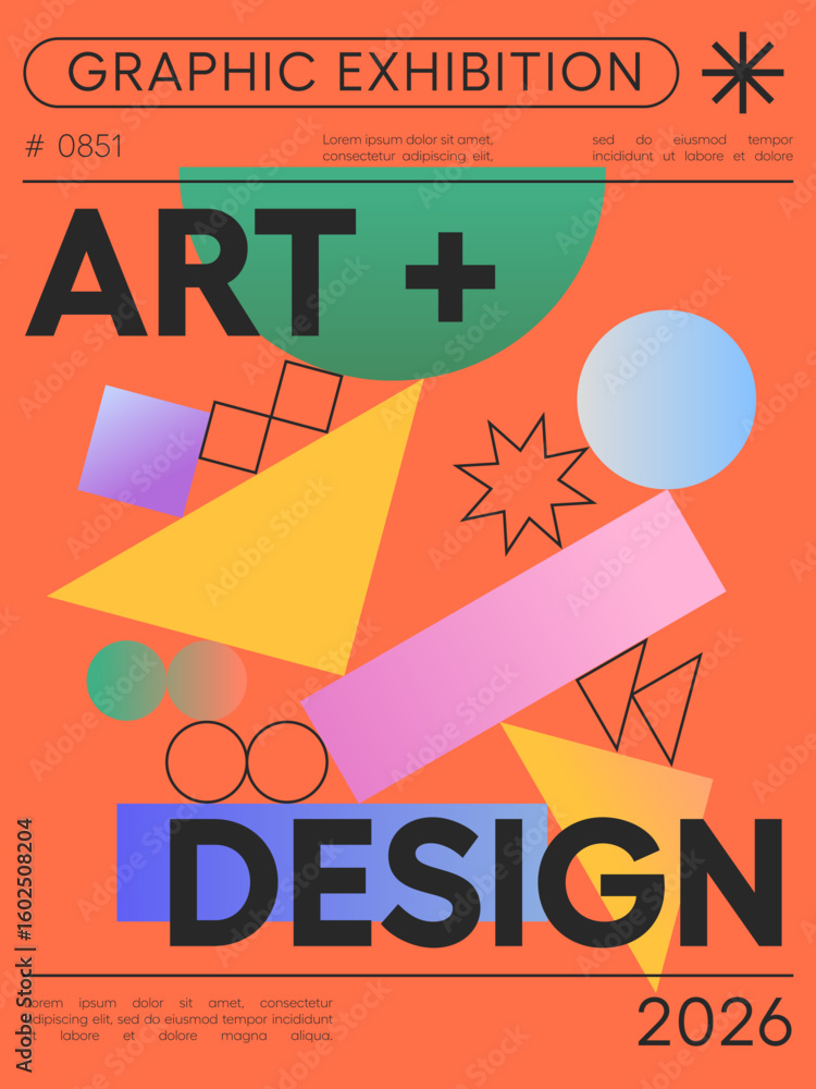 Wall mural abstract geometric art poster.vector background with bold dynamic shapes and modern typography.artis