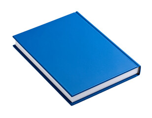 Blue book cover mockup blank notebook hardcover on transparent background