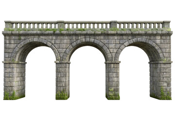 Obraz premium Ancient stone archway with balustrade isolated on transparent background