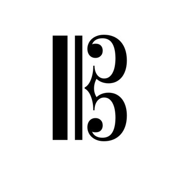 Musical clef or C-clef symbol. Black C clef vector icon