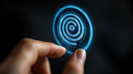 Business target concept: Person touching target icon on virtual screen for strategic business planning and future sustainable finance goals.