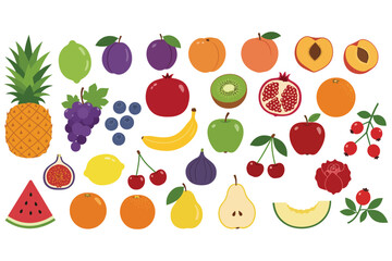 A vibrant collection of fresh ripe and colorful fruits arranged in a playful pattern