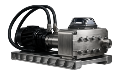 Heavy-duty pump station with skid-mounted design for oilfield operations.