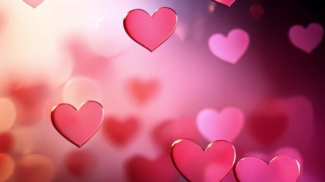 Radiant Hearts: A collection of floating pink hearts in a soft, luminous display, expressing sentiments of love, warmth, and affection. The perfect visual for conveying heartfelt messages.