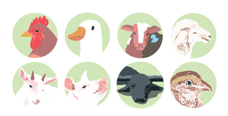 Farm livestock animal icons