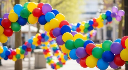Rainbow Balloon Garland Outdoors Festive Street Decoration