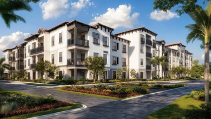 Obraz premium Exterior view of modern apartment complex