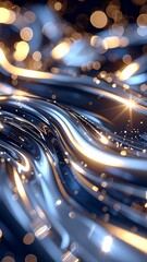 Abstract Flowing Lines with Bokeh Lights Background