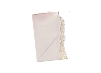 Torn Textured Paper Rectangle on White Background - Isolated Rustic Cream Cardboard Element for...