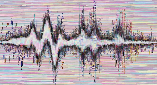 Audio waveform glitch effect digital distortion - Powered by Adobe
