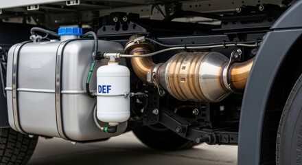 Diesel exhaust fluid system in modern truck undercarriage