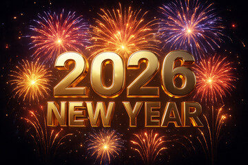 Happy New Year celebration party night with fireworks