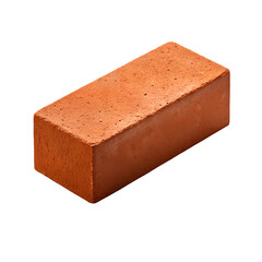 A single red clay building brick isolated on transparent background for construction and diy projects