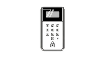 Illustration of a digital lock with keypad and screen for security access control and authentication system ai genrated