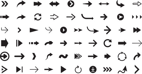 Direction Arrow Vector Set – Arrow, Direction, Navigation, Pointer, Symbol, Bold, Black, Icon, Travel, Movement, Graphic, Design, Flat, Turn, Guide