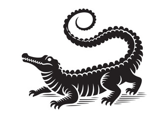 crocodile silhouette vector illustration design crocodile logo silhouette vector, alligator silhouette reptile wildlife animal, crocodile animals logo silhouettes vector on white background