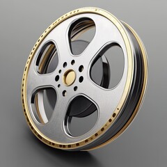 Obraz premium Metallic film reel, 3D render