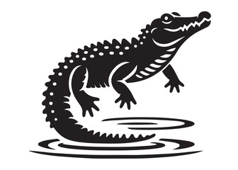 crocodile silhouette vector illustration design crocodile logo silhouette vector, alligator silhouette reptile wildlife animal, crocodile animals logo silhouettes vector on white background