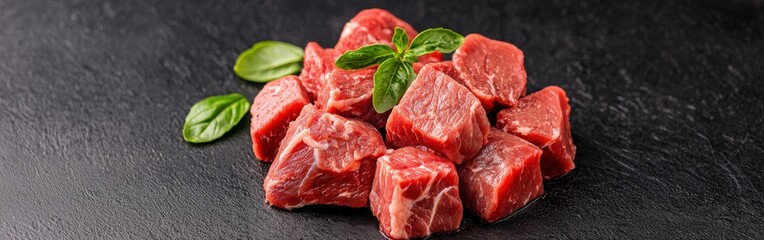 Dark Presentation of Amb Stew Meat with Texture