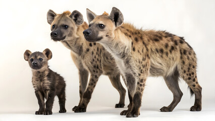 Obraz premium Hyena family portrait african wildlife animal photography spotted hyena cubs predators carnivores mammals safari zoo
