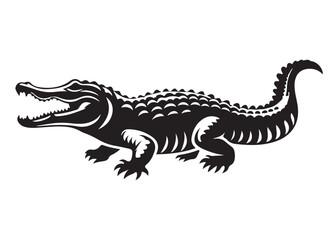 crocodile silhouette vector illustration design crocodile logo silhouette vector, alligator silhouette reptile wildlife animal, crocodile animals logo silhouettes vector on white background