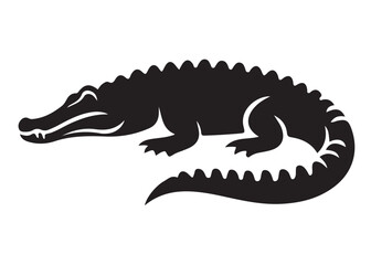 crocodile silhouette vector illustration design crocodile logo silhouette vector, alligator silhouette reptile wildlife animal, crocodile animals logo silhouettes vector on white background
